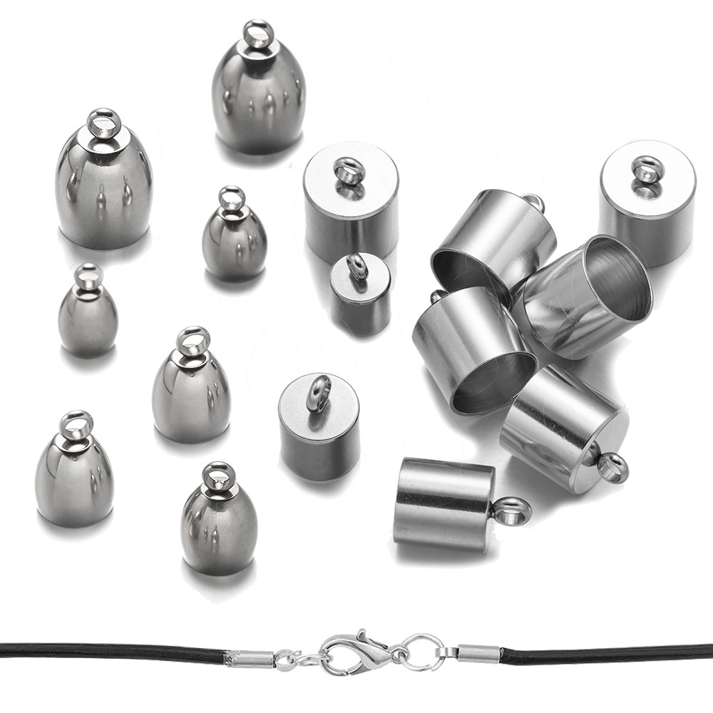 Patent Leather Oxford - 20pcs Tube End Caps Stainless Steel