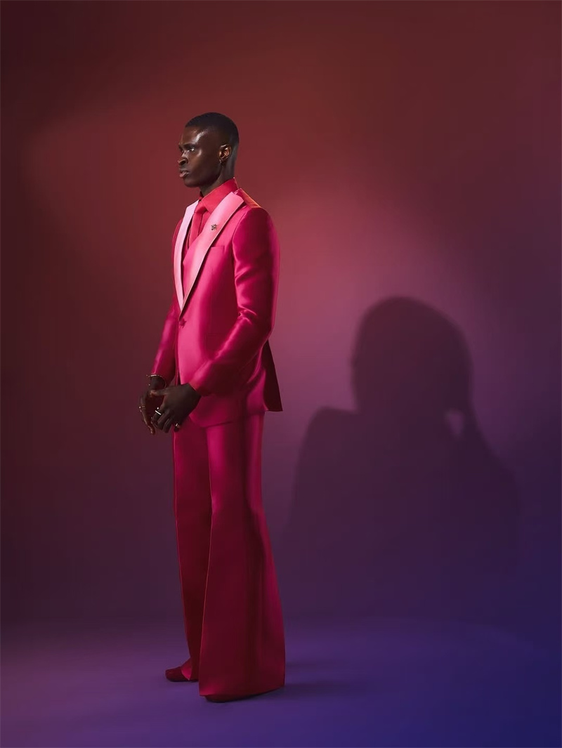 Pink Red Men Suit Set 2 Piece  - Men Formal Wear Red recension och pris