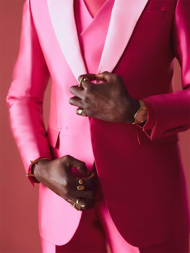 Pink Red Men Suit Set 2 Piece  - Men Formal Wear Red recension och pris