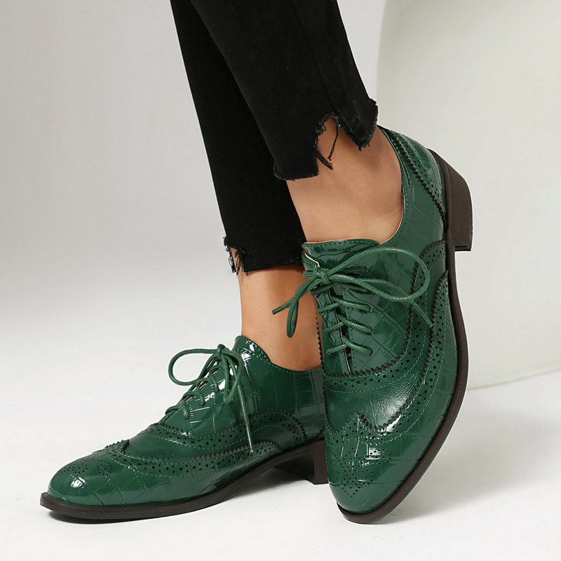 Women Stone Print Brogue Oxfor - Patent Leather Oxford recension och pris