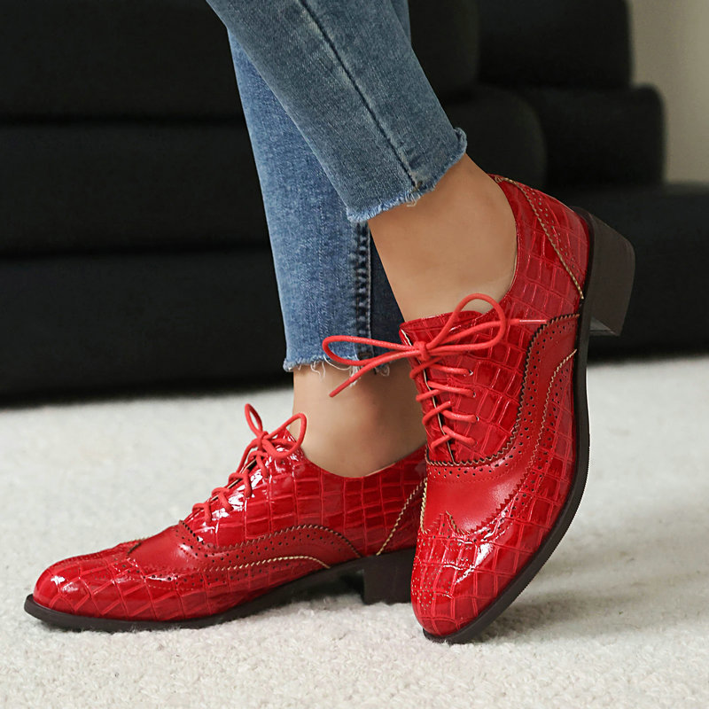 Women Stone Print Brogue Oxfor - Patent Leather Oxford recension och pris