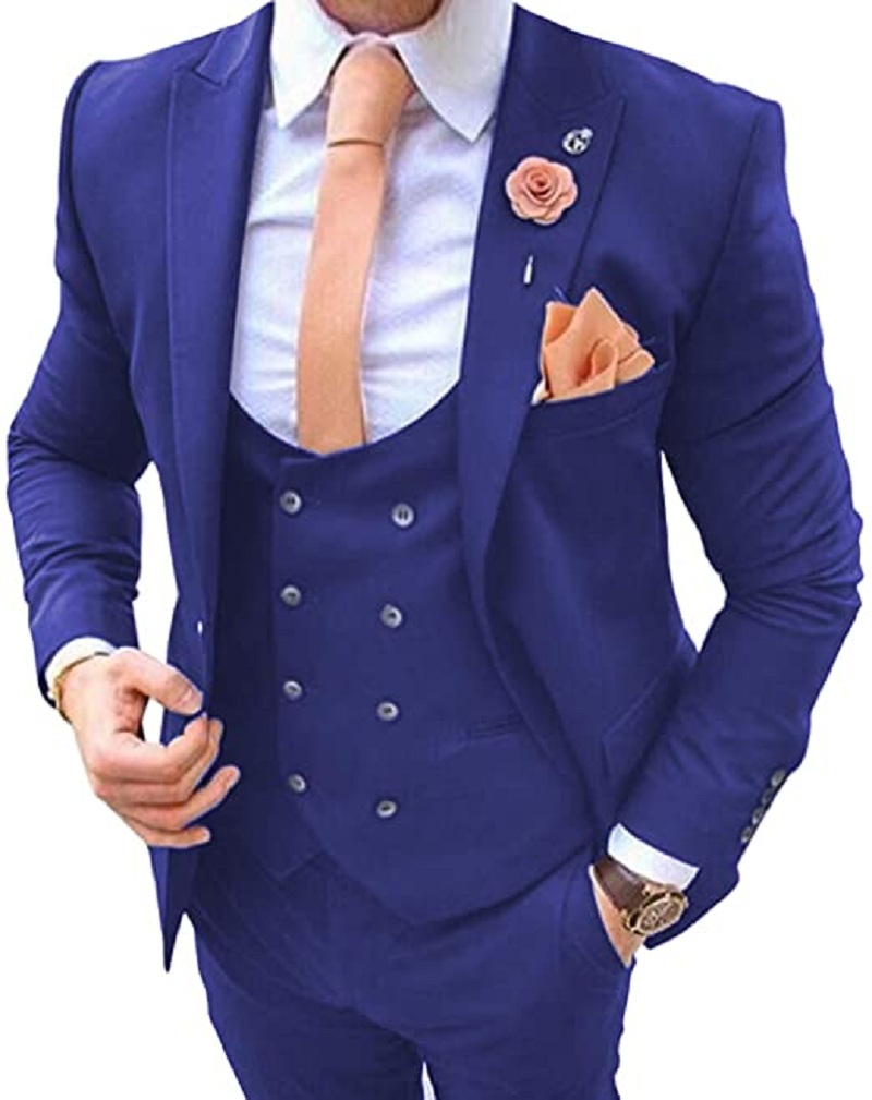 Navy Blue Men's Suits 3 Pcs Co - Men Formal Wear Blue recension och pris