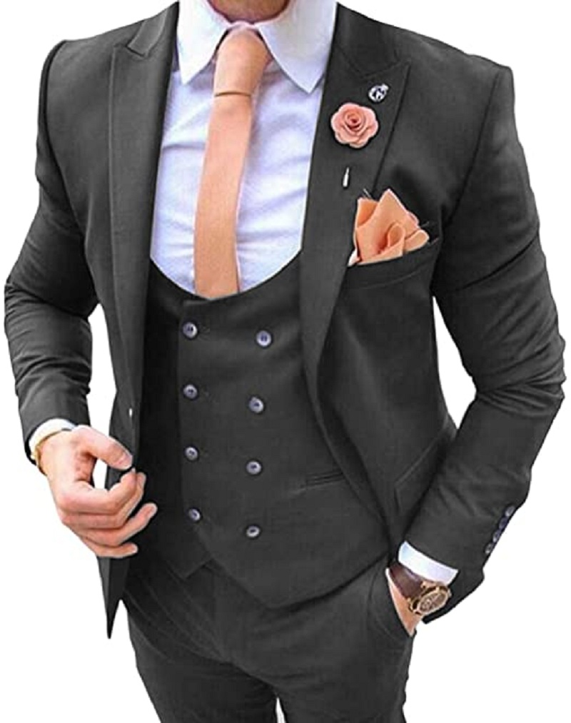 Navy Blue Men's Suits 3 Pcs Co - Men Formal Wear Blue recension och pris