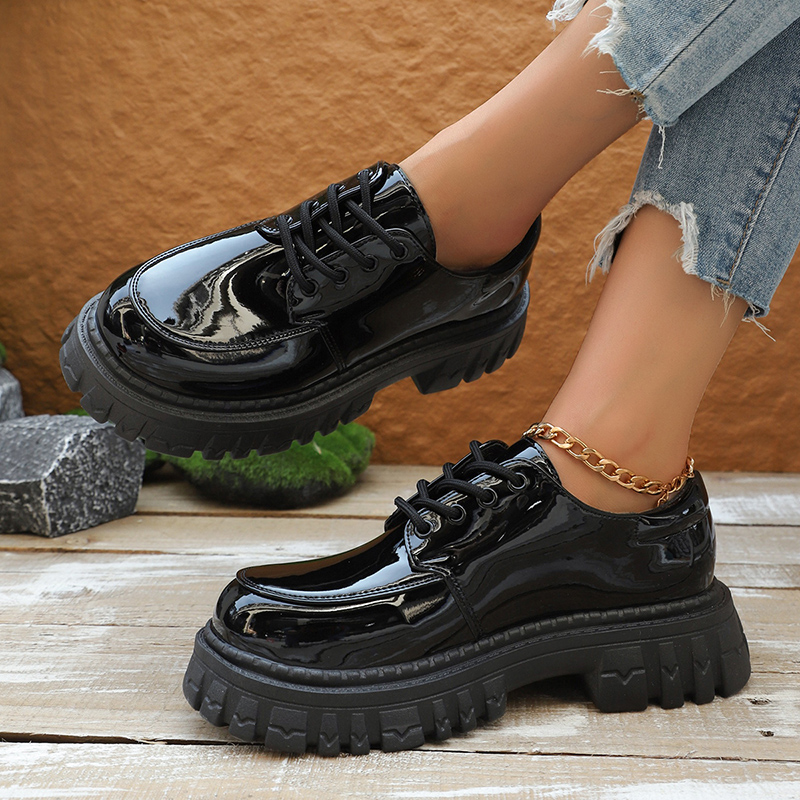 Chunky Platform Oxford Shoes f - Patent Leather Oxford recension och pris