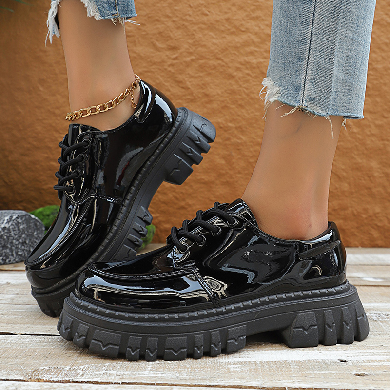 Chunky Platform Oxford Shoes f - Patent Leather Oxford recension och pris