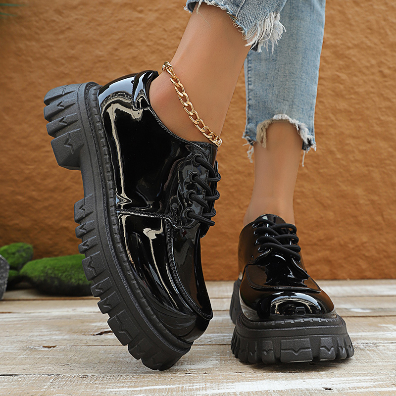 Chunky Platform Oxford Shoes f - Patent Leather Oxford recension och pris