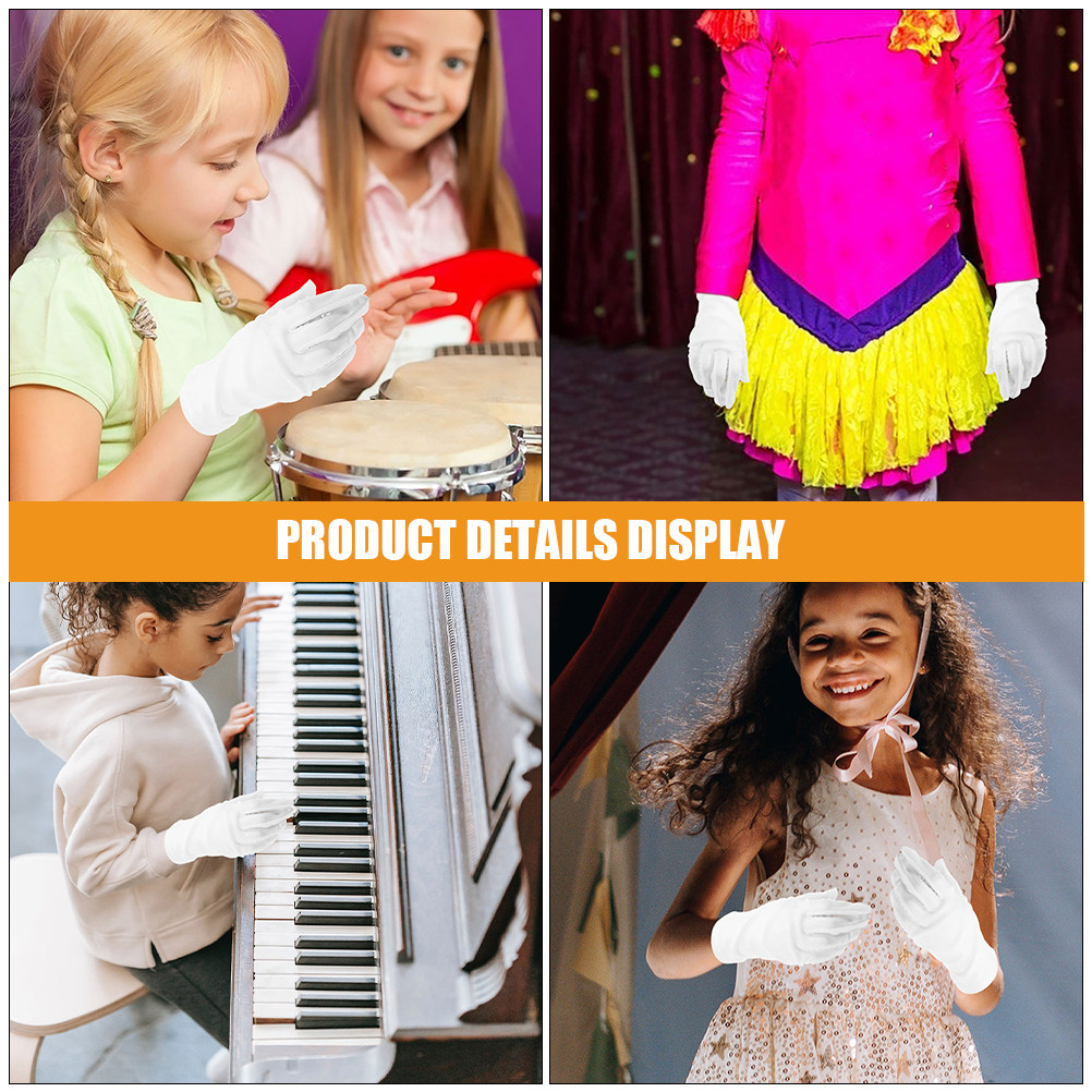 2Pcs Kids White Costume Gloves - Formal Glove Leather recension och pris