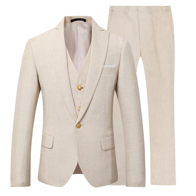 Beige Ivory Men Suit Casual Li - Men Linen Formal Wear recension och pris
