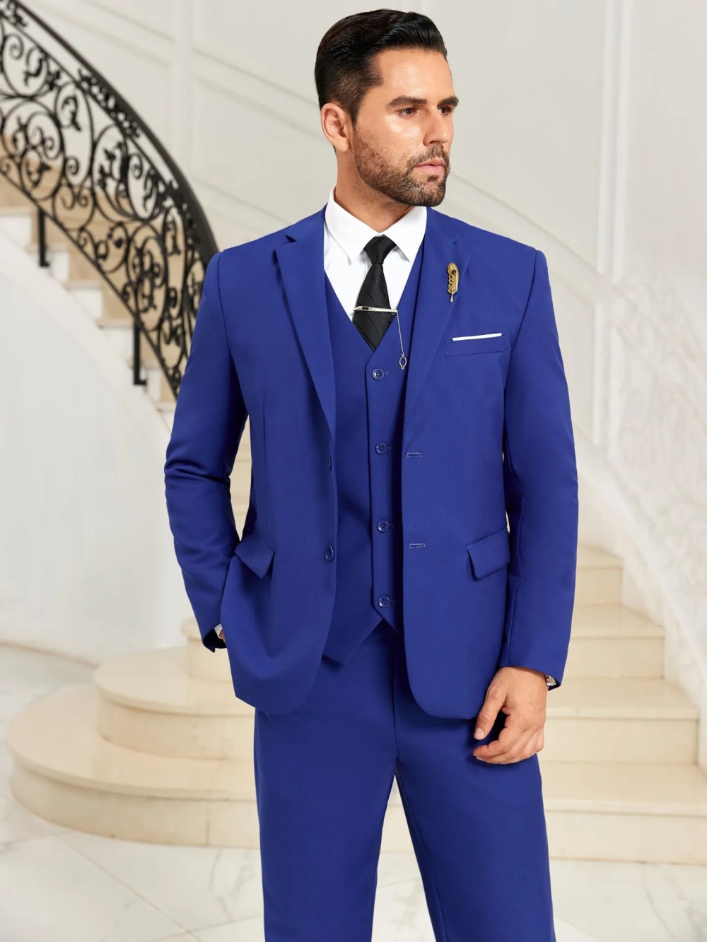 New Blue Men's Slim Fit Suits  - Men Formal Wear Blue recension och pris