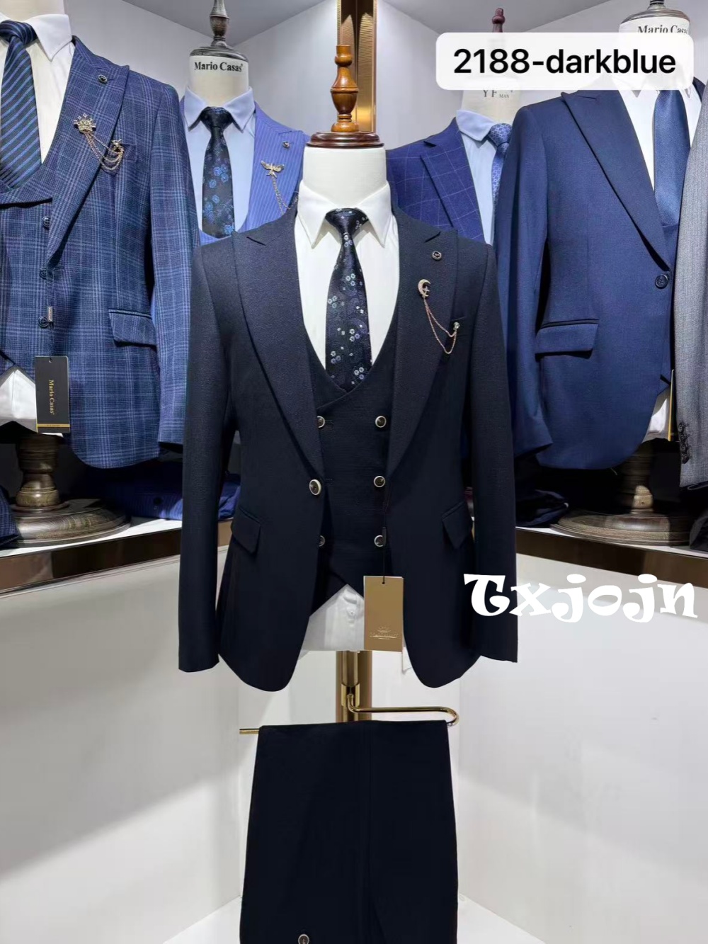 Dark Blue Men's Formal Suit Se - Men Formal Wear Blue recension och pris